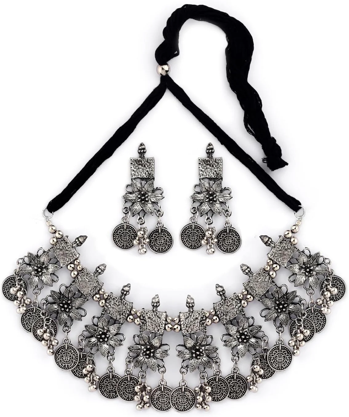 Shining Diva Fashion جدیدترین مدل گردنبند چوکر شیک و فانتزی اکسید شده سنتی برای زنان (rrsd13124s) - مشکی
