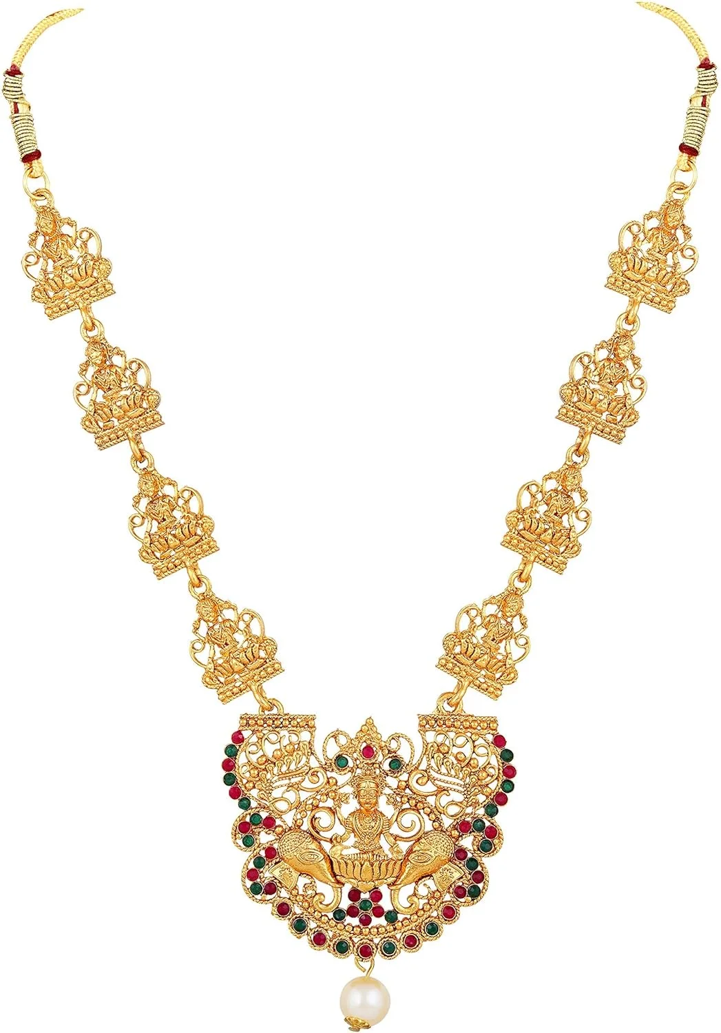 ست جواهرات گردنبند معبد سنتی بلند و کوتاه جدیدترین مدل آبکاری طلای 18 عیار زنانه Shining Diva Fashion ست جواهرات گردنبند معبد سنتی بلند و کوتاه جدیدترین مدل آبکاری طلای 18 عیار زنانه Shining Diva Fashion