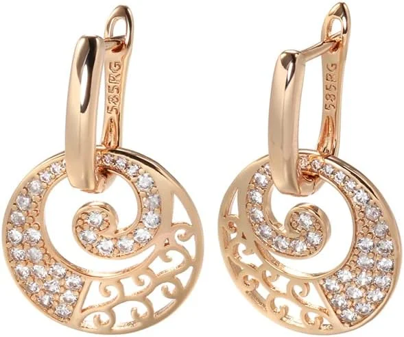 گوشواره های مسی زیرکون شیک و جدید روکش طلای رزگلد 18 عیار Shining Diva Fashion برای زنان و دختران (14474er)