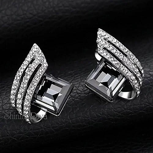 گوشواره های مسی طرح ایتالیایی زنانه شاینینگ دیوا فشن (مشکی) (9739er)