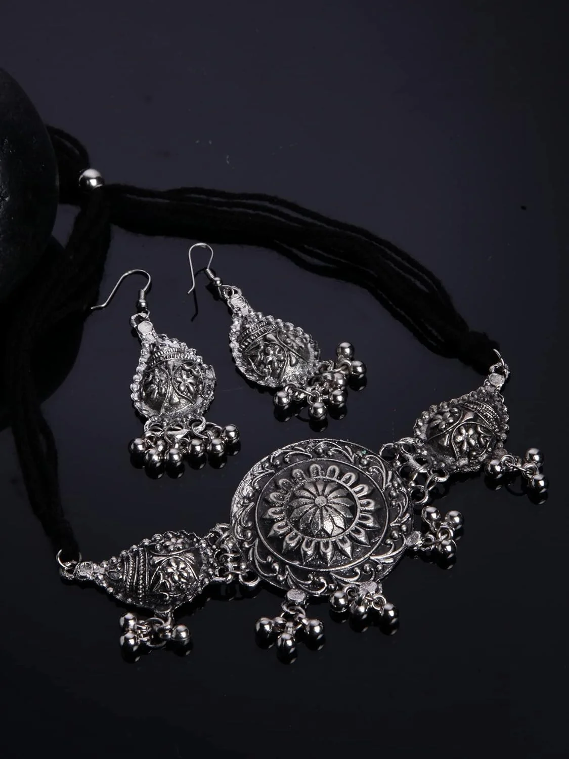 ست جواهرات گردنبند نقره ای اکسید شده شیک و مد روز زنانه Shining Diva Fashion (13117s) ست جواهرات گردنبند نقره ای اکسید شده شیک و مد روز زنانه Shining Diva Fashion (13117s)