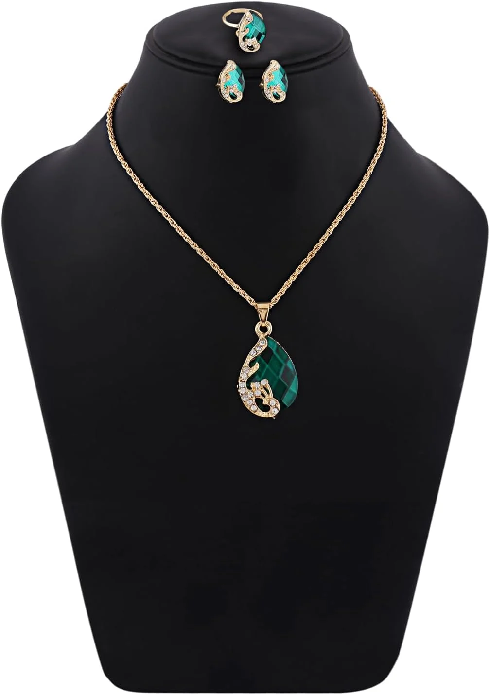 ست جواهرات شیک و جدید زنانه شامل گردنبند، گوشواره حلقه ای و آویز نگین دار براق | ست 3 تکه مناسب عروسی، سالگرد، تولد، نامزدی و هدیه روز ولنتاین ست جواهرات شیک و جدید زنانه شامل گردنبند، گوشواره حلقه ای و آویز نگین دار براق | ست 3 تکه مناسب عروسی، سالگرد، تولد، نامزدی و هدیه روز ولنتاین