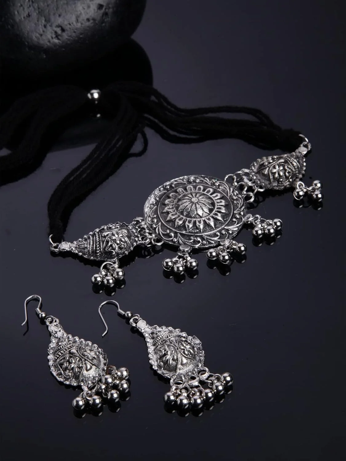 ست جواهرات گردنبند نقره ای اکسید شده شیک و مد روز زنانه Shining Diva Fashion (13117s) ست جواهرات گردنبند نقره ای اکسید شده شیک و مد روز زنانه Shining Diva Fashion (13117s)