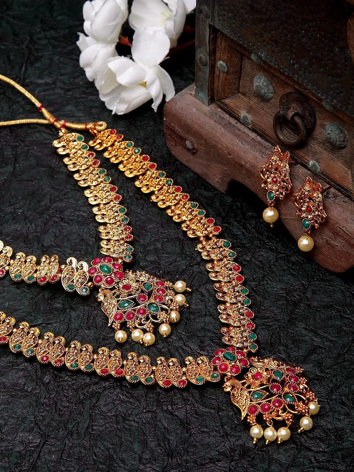 ست گردنبند مرواریدی طرح جدید و شیک Shining Diva Fashion، زیورآلات سنتی با روکش طلای زنانه (چند رنگ) (10599s) ست گردنبند مرواریدی طرح جدید و شیک Shining Diva Fashion، زیورآلات سنتی با روکش طلای زنانه (چند رنگ) (10599s)