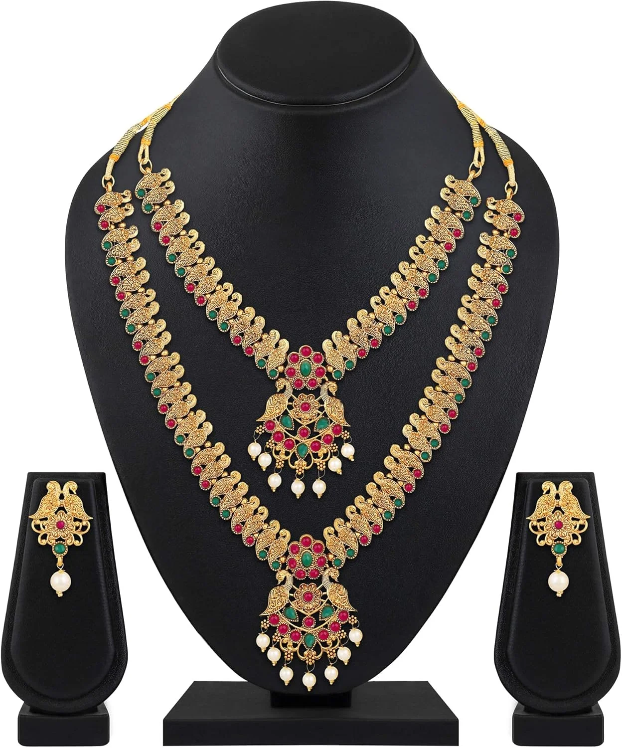 ست گردنبند مرواریدی طرح جدید و شیک Shining Diva Fashion، زیورآلات سنتی با روکش طلای زنانه (چند رنگ) (10599s) ست گردنبند مرواریدی طرح جدید و شیک Shining Diva Fashion، زیورآلات سنتی با روکش طلای زنانه (چند رنگ) (10599s)