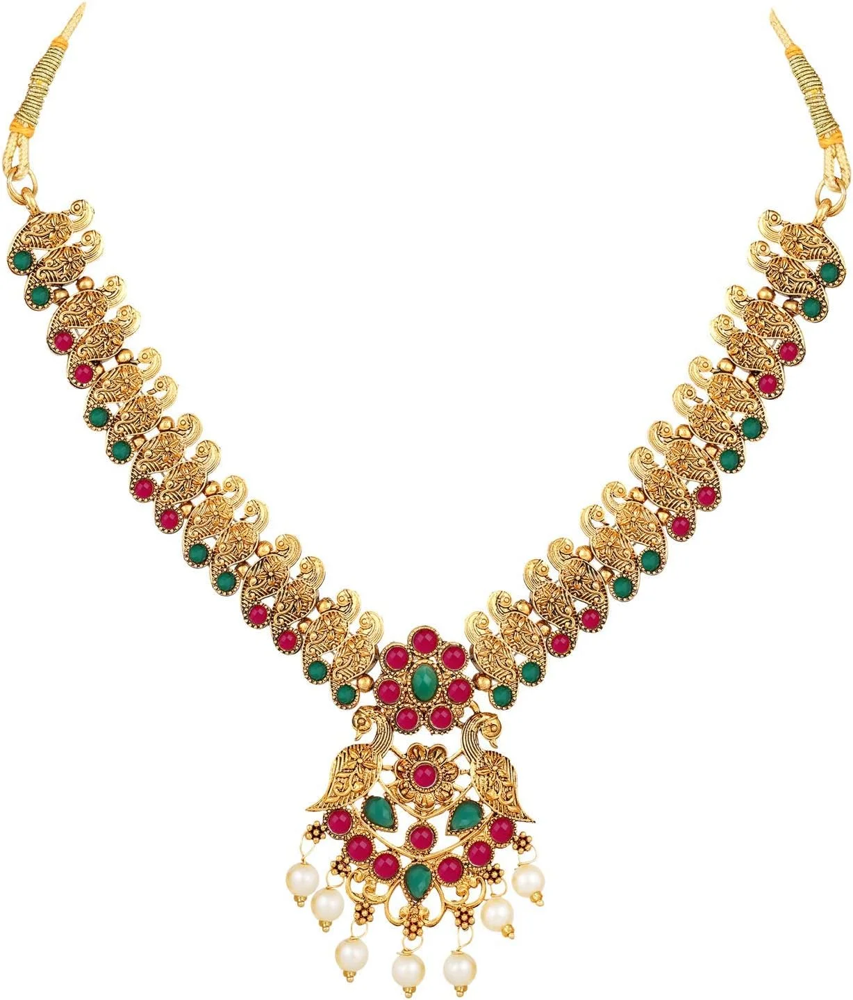 ست گردنبند مرواریدی طرح جدید و شیک Shining Diva Fashion، زیورآلات سنتی با روکش طلای زنانه (چند رنگ) (10599s) ست گردنبند مرواریدی طرح جدید و شیک Shining Diva Fashion، زیورآلات سنتی با روکش طلای زنانه (چند رنگ) (10599s)