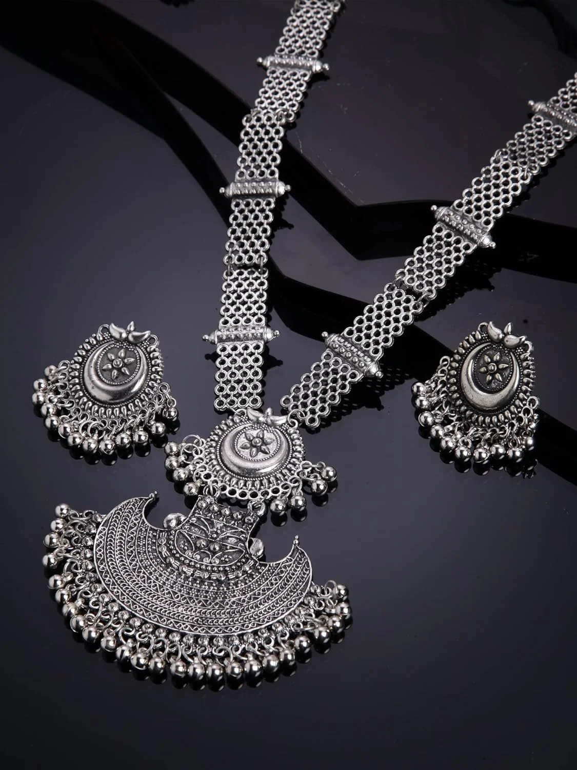 ست جواهرات گردنبند نقره ای اکسید شده شیک و مد روز زنانه Shining Diva Fashion (13112s)، تک سایز ست جواهرات گردنبند نقره ای اکسید شده شیک و مد روز زنانه Shining Diva Fashion (13112s)، تک سایز