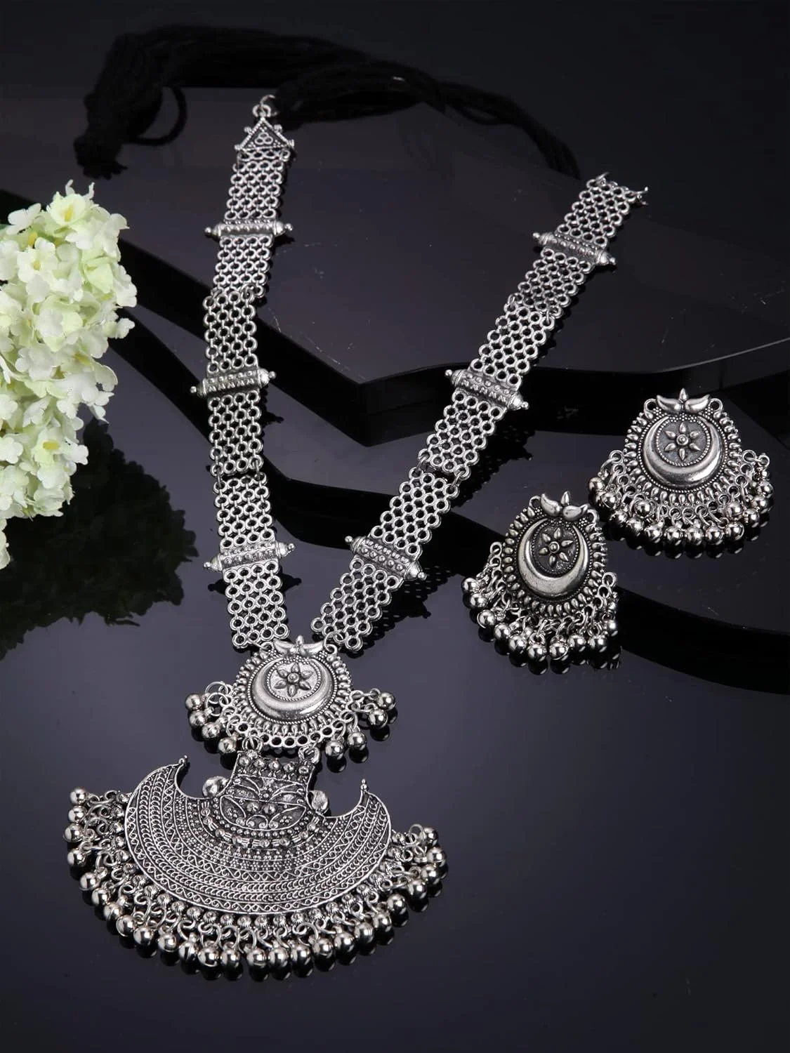 ست جواهرات گردنبند نقره ای اکسید شده شیک و مد روز زنانه Shining Diva Fashion (13112s)، تک سایز ست جواهرات گردنبند نقره ای اکسید شده شیک و مد روز زنانه Shining Diva Fashion (13112s)، تک سایز