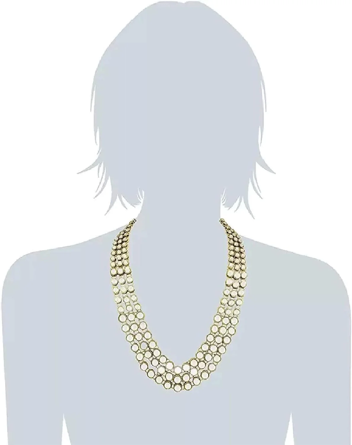 ست گردنبند و گوشواره زنانه نگین دار و مرواریدی طلایی Shining Diva، مناسب برای مجالس سنتی (سفید) (rrsd6706s)