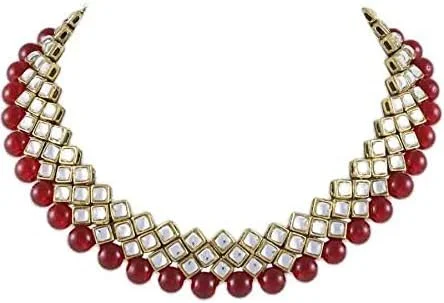 ست جواهرات گردنبند چوکر مرواریدی کندان قرمز Shining Diva به همراه گوشواره زنانه (7813s) ست جواهرات گردنبند چوکر مرواریدی کندان قرمز Shining Diva به همراه گوشواره زنانه (7813s)