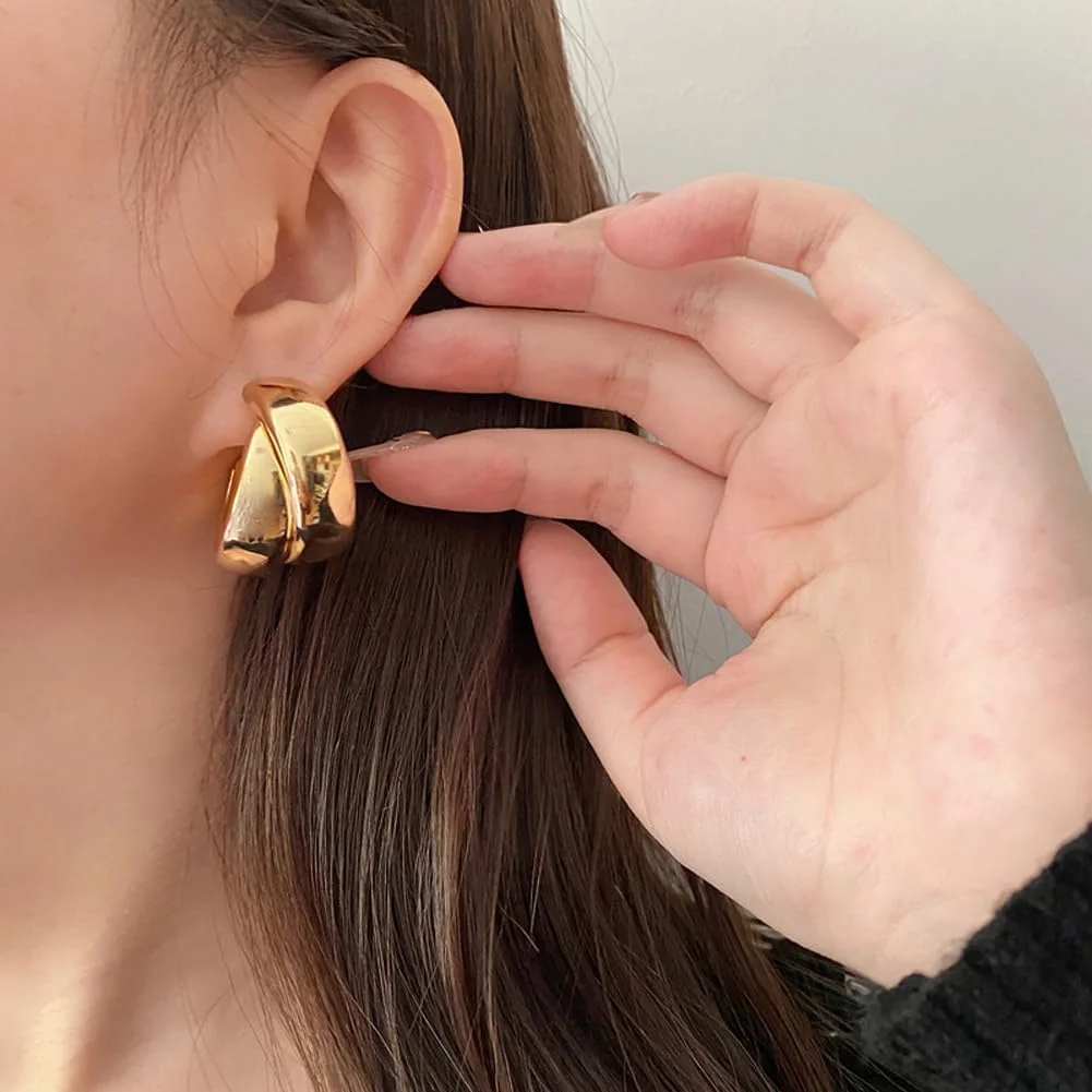 گوشواره های حلقه ای دو لایه شیک و جدید زنانه و دخترانه Shining Diva Fashion (15874er)