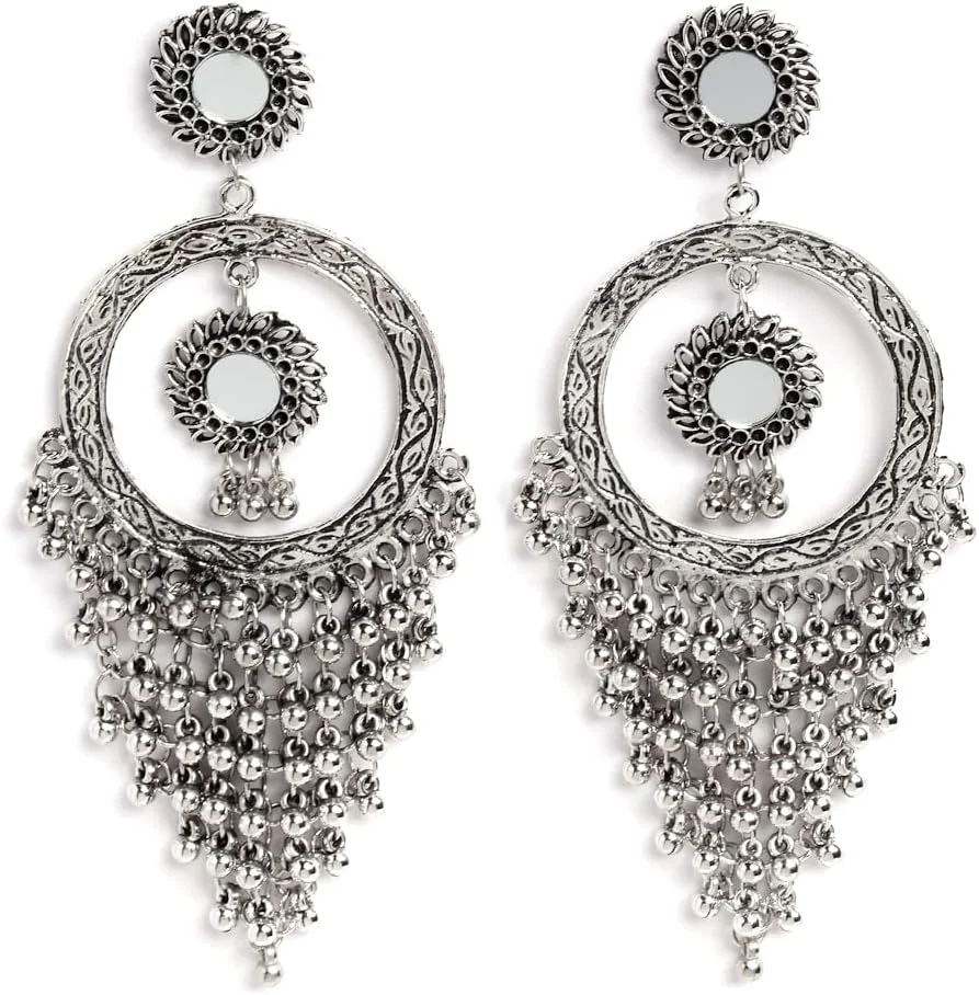 گوشواره های بلند اکسیدایز شیک و جدید زنانه و دخترانه Shining Diva Fashion (13210er)، سایز آزاد