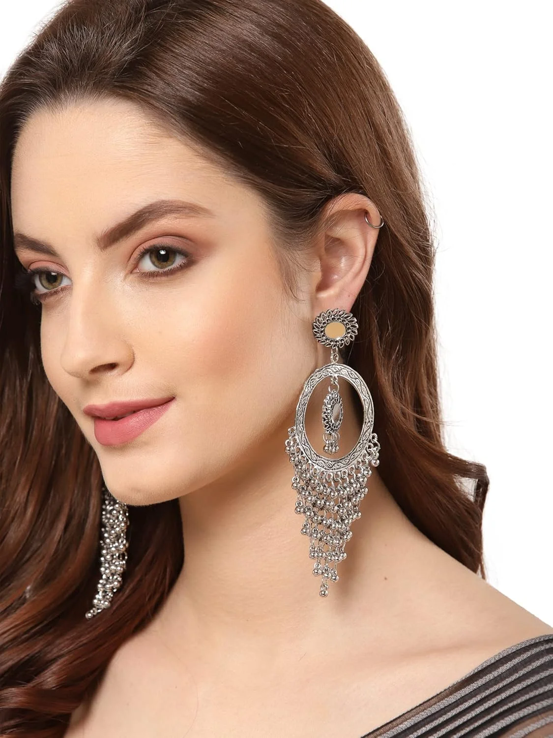 گوشواره های بلند اکسیدایز شیک و جدید زنانه و دخترانه Shining Diva Fashion (13210er)، سایز آزاد گوشواره های بلند اکسیدایز شیک و جدید زنانه و دخترانه Shining Diva Fashion (13210er)، سایز آزاد