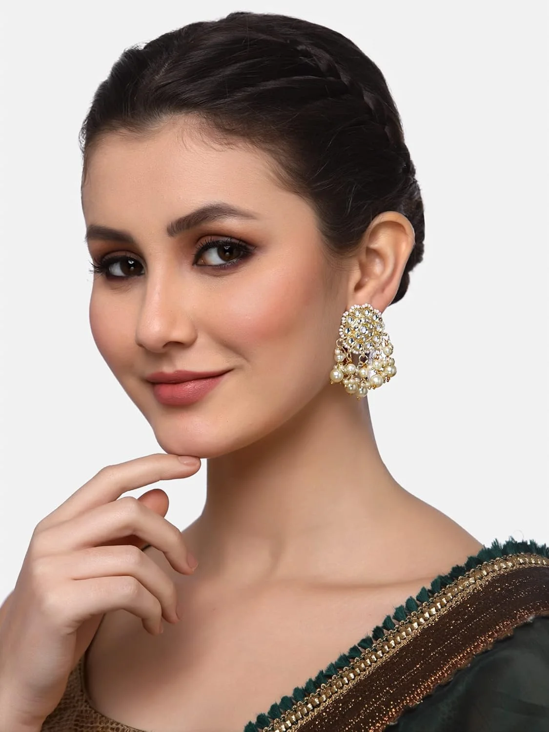 گوشواره های مرواریدی کندان سنتی شیک و جدید زنانه و دخترانه Shining Diva Fashion (13813er) (سفید) گوشواره های مرواریدی کندان سنتی شیک و جدید زنانه و دخترانه Shining Diva Fashion (13813er) (سفید)