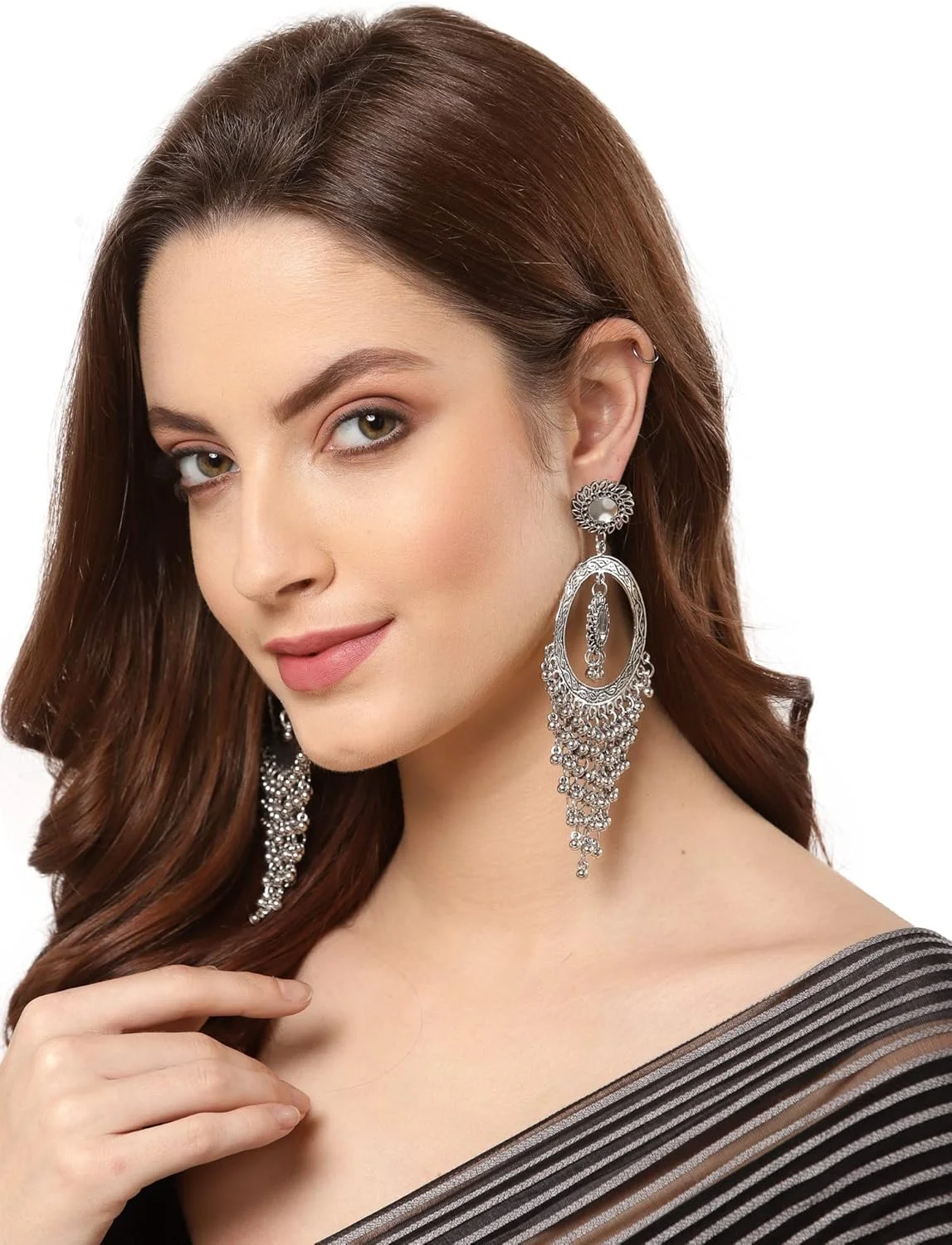 گوشواره های بلند اکسیدایز شیک و جدید زنانه و دخترانه Shining Diva Fashion (13210er)، سایز آزاد گوشواره های بلند اکسیدایز شیک و جدید زنانه و دخترانه Shining Diva Fashion (13210er)، سایز آزاد