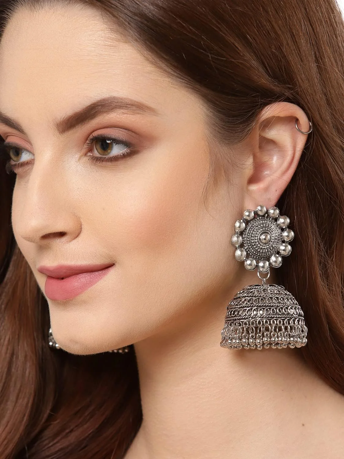 گوشواره های جومکا اکسیدایز شده شیک و جدید Shining Diva Fashion برای زنان و دختران (13168er)