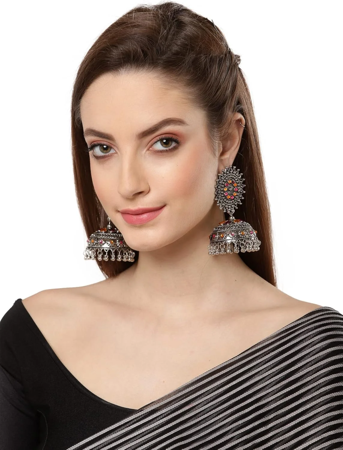 گوشواره های جومکا اکسیدایز شده شیک و جدید زنانه و دخترانه Shining Diva Fashion (13179er) گوشواره های جومکا اکسیدایز شده شیک و جدید زنانه و دخترانه Shining Diva Fashion (13179er)