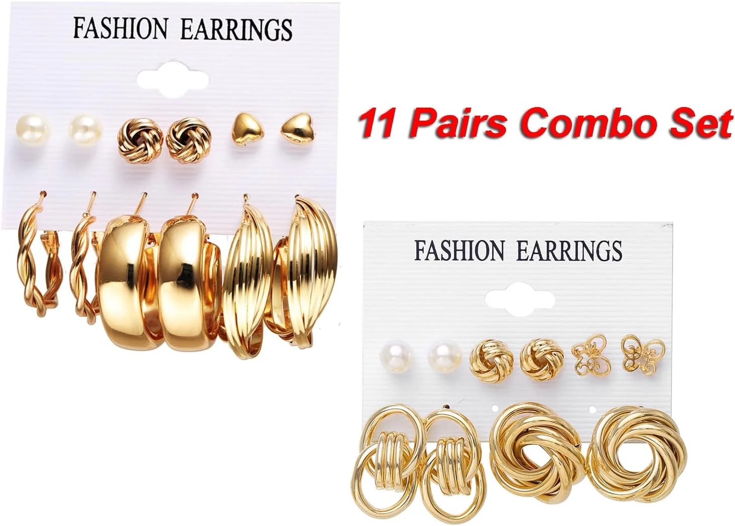 ست ترکیبی 11 جفتی گوشواره های حلقه ای و میخی شیک و جدید زنانه و دخترانه شاینینگ دیوا فشن (طلایی) (14949er) ست ترکیبی 11 جفتی گوشواره های حلقه ای و میخی شیک و جدید زنانه و دخترانه شاینینگ دیوا فشن (طلایی) (14949er)