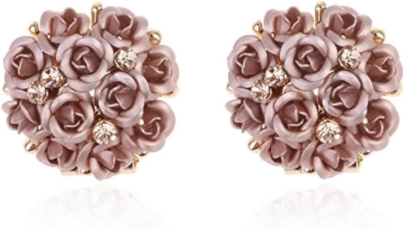 گوشواره های شیک زنانه و دخترانه با طرح گل قهوه ای و روکش طلایی Shining Diva Fashion Jewellery (مدل 9171Er)