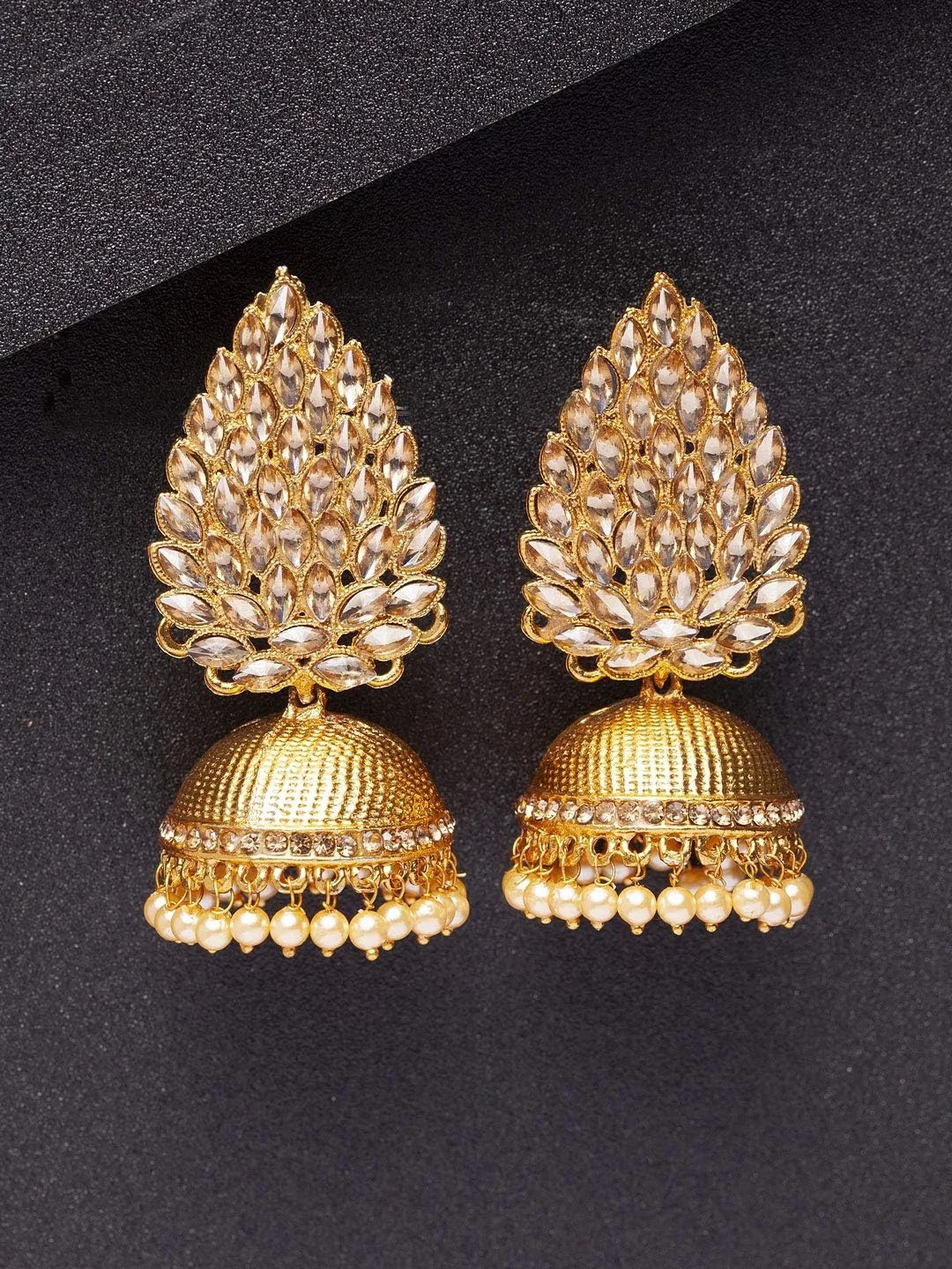 گوشواره های جومکی مرواریدی شیک و مجلسی با روکش طلایی زنانه Shining Diva