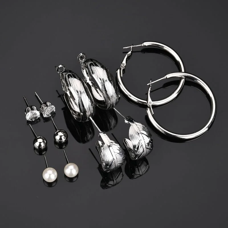Shining Diva Fashion ست 12 جفتی گوشواره های حلقه ای و میخی مرواریدی شیک و جدید زنانه و دخترانه Shining Diva Fashion ست 12 جفتی گوشواره های حلقه ای و میخی مرواریدی شیک و جدید زنانه و دخترانه