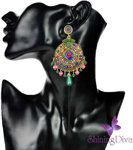 گوشواره های فلزی فانتزی بوهمی مد روز زنانه و دخترانه Shining Diva (چند رنگ) گوشواره های فلزی فانتزی بوهمی مد روز زنانه و دخترانه Shining Diva (چند رنگ)
