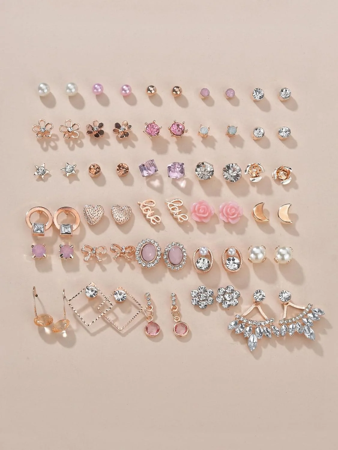 Shining Diva Fashion ست ترکیبی 30 جفتی گوشواره های جدید و شیک رزگلد 18 عیار برای زنان و دختران (15610er) Shining Diva Fashion ست ترکیبی 30 جفتی گوشواره های جدید و شیک رزگلد 18 عیار برای زنان و دختران (15610er)