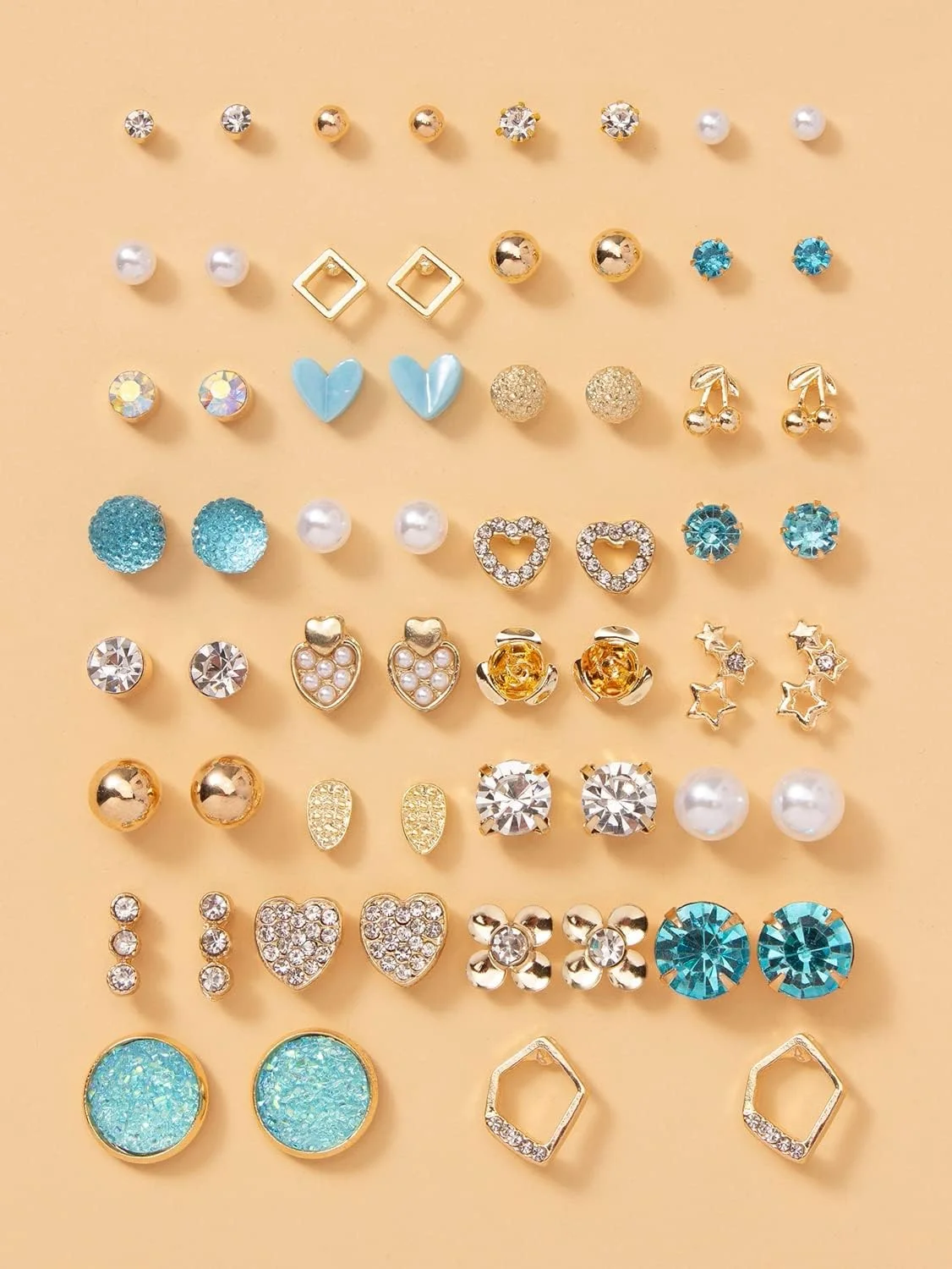 شاینینگ دیوا فشن، ست ترکیبی 30 جفتی گوشواره، جدیدترین گوشواره های شیک کریستالی مرواریدی برای زنان و دختران (14775er)