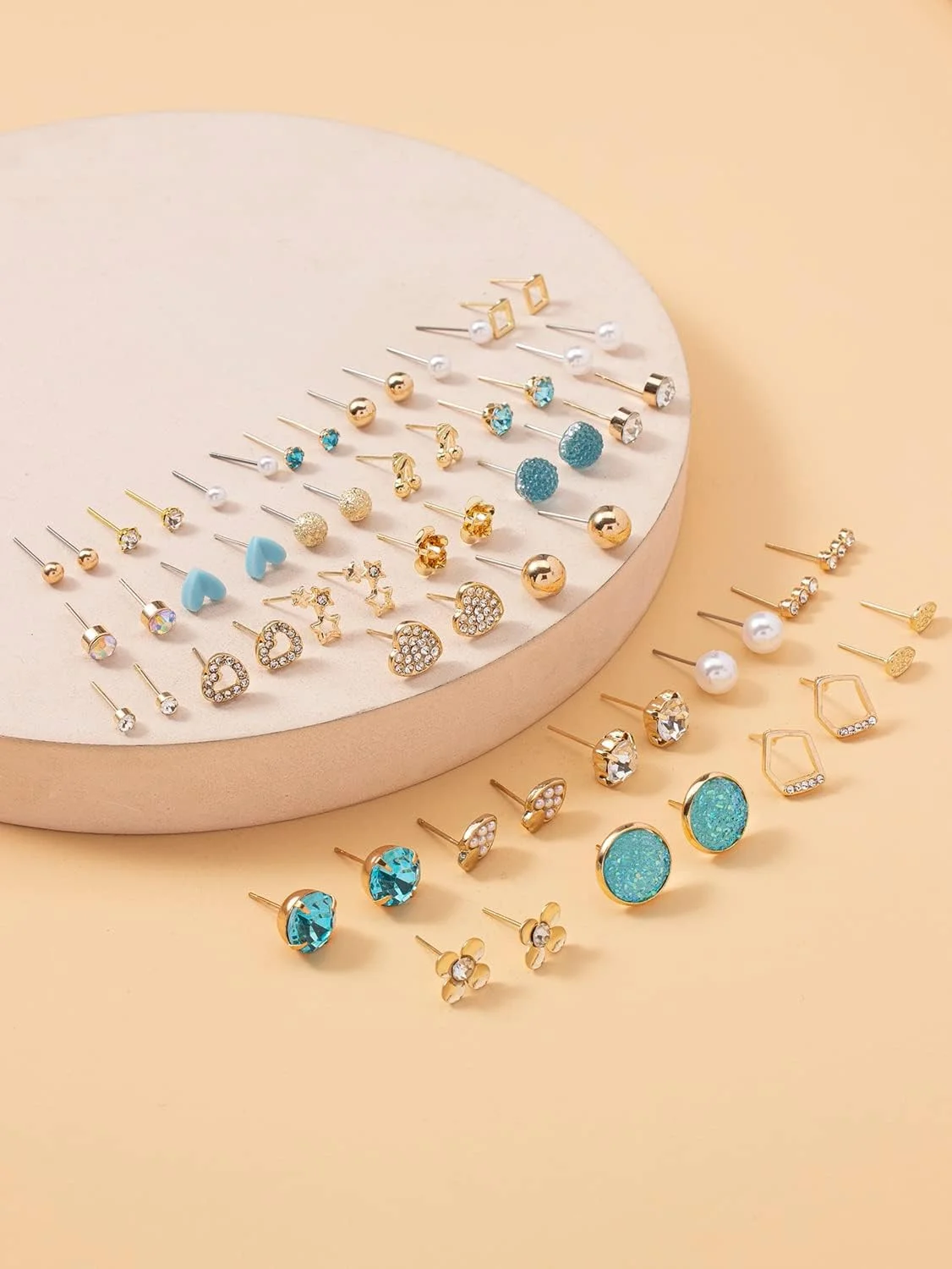 شاینینگ دیوا فشن، ست ترکیبی 30 جفتی گوشواره، جدیدترین گوشواره های شیک کریستالی مرواریدی برای زنان و دختران (14775er)