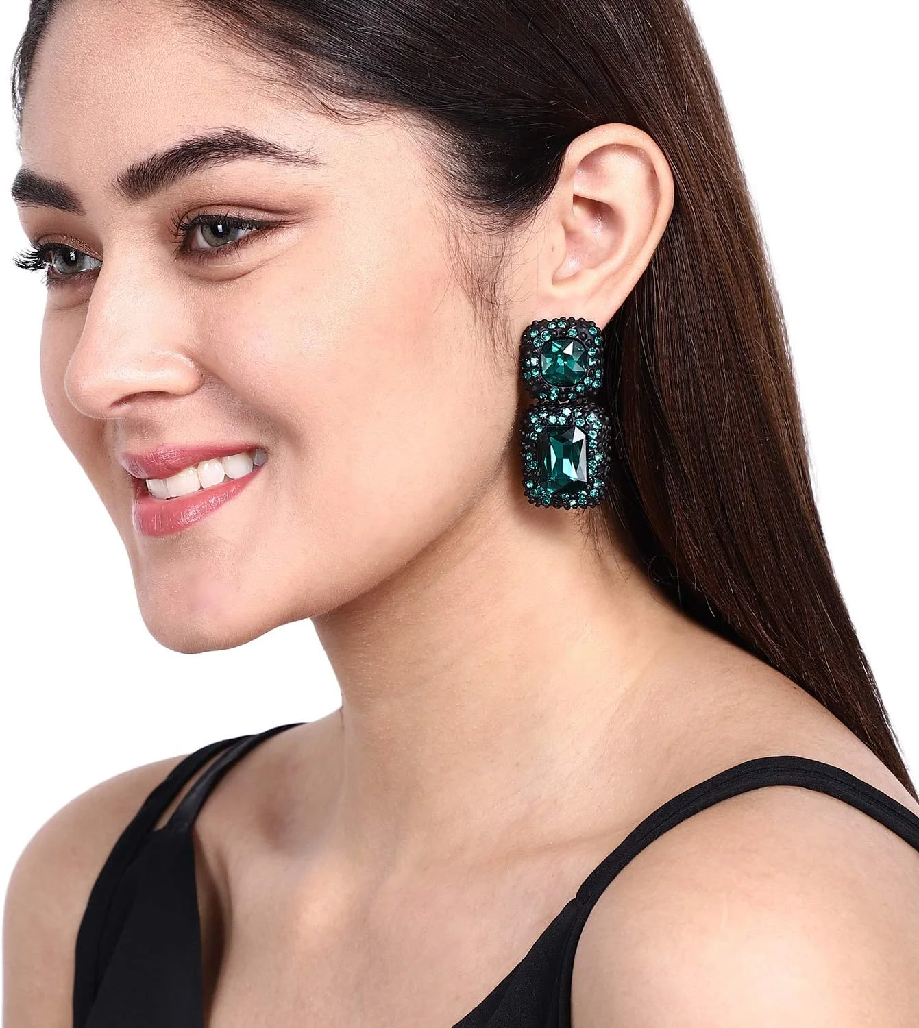 گوشواره های کریستالی آبکاری شده طلای 18 عیار Shining Diva Fashion با کیفیت AAA برای زنان و دختران