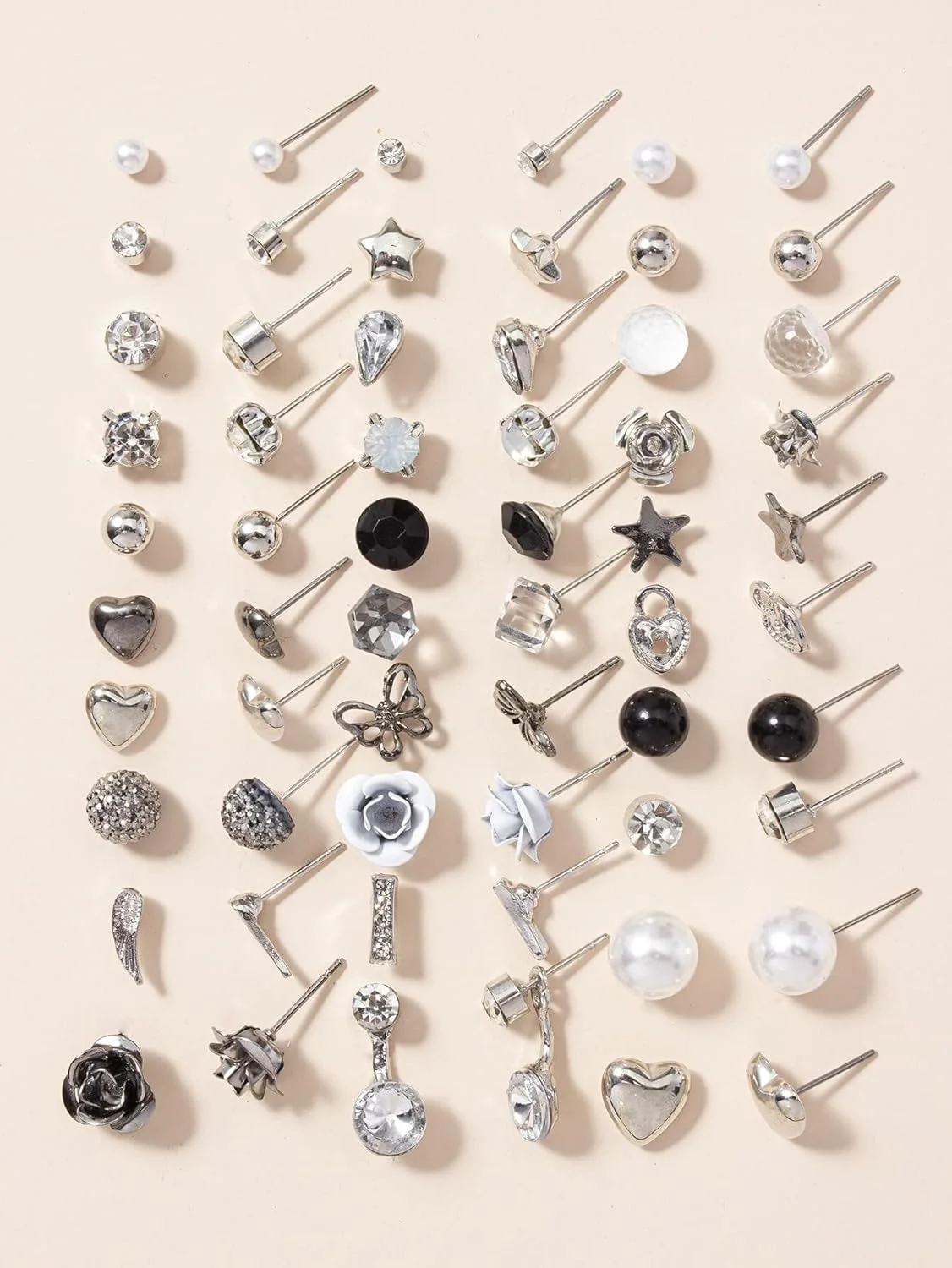 ست 30 جفتی گوشواره زنانه و دخترانه شاینینگ دیوا، مدل های جدید و شیک کریستالی و مرواریدی (14855er)