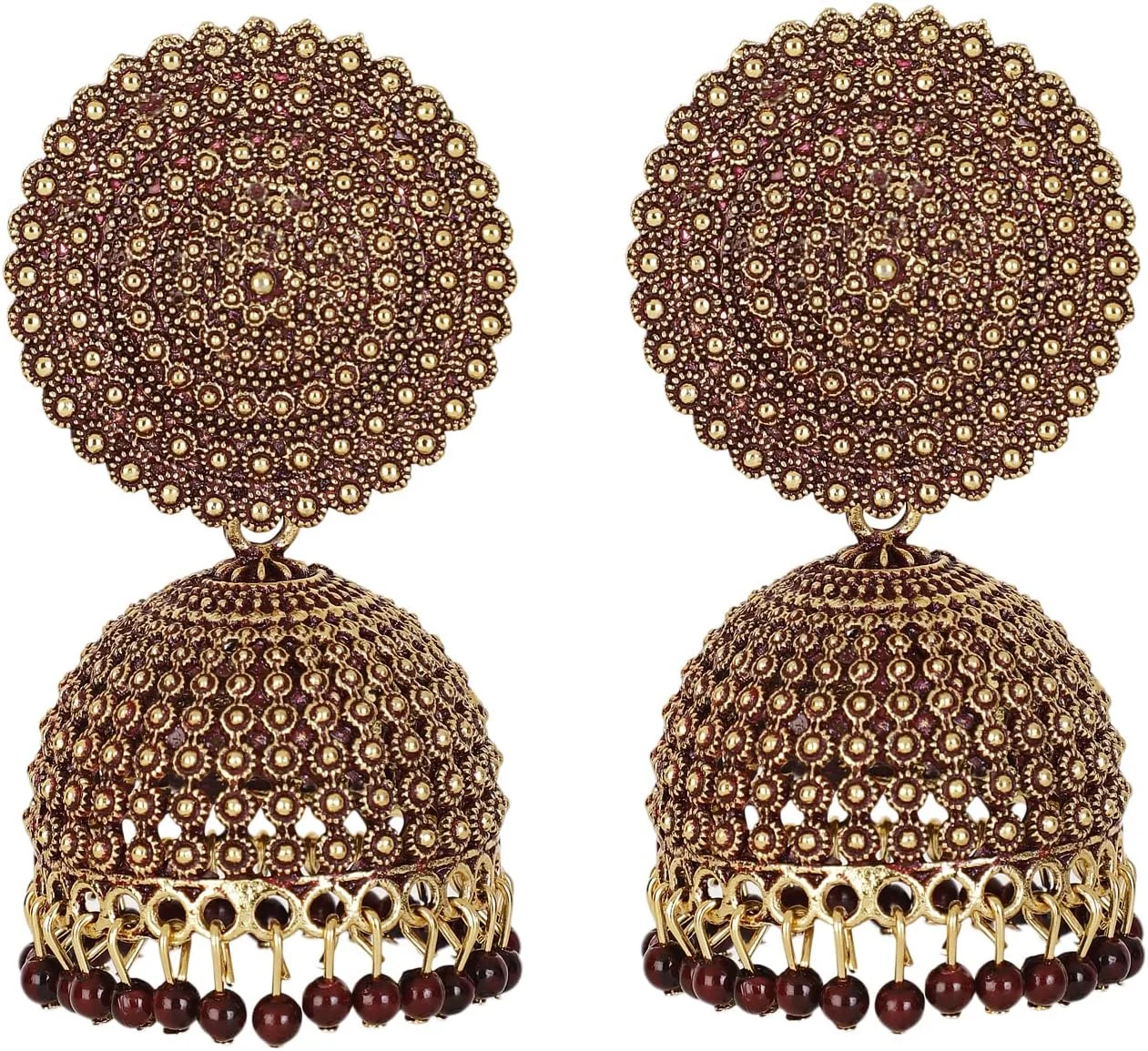 گوشواره های جومکی با روکش طلای عتیقه، شیک و جدید Shining Diva Fashion، مناسب بانوان و دختران