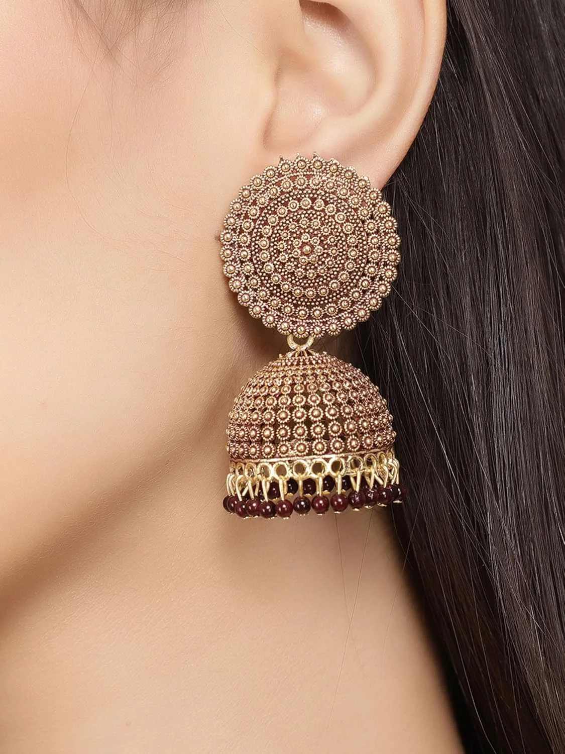 گوشواره های جومکی با روکش طلای عتیقه، شیک و جدید Shining Diva Fashion، مناسب بانوان و دختران گوشواره های جومکی با روکش طلای عتیقه، شیک و جدید Shining Diva Fashion، مناسب بانوان و دختران