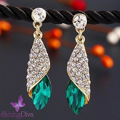 گوشواره های کریستالی زنانه و دخترانه آبکاری طلای 18 عیار Shining Diva Fashion AAA گوشواره های کریستالی زنانه و دخترانه آبکاری طلای 18 عیار Shining Diva Fashion AAA