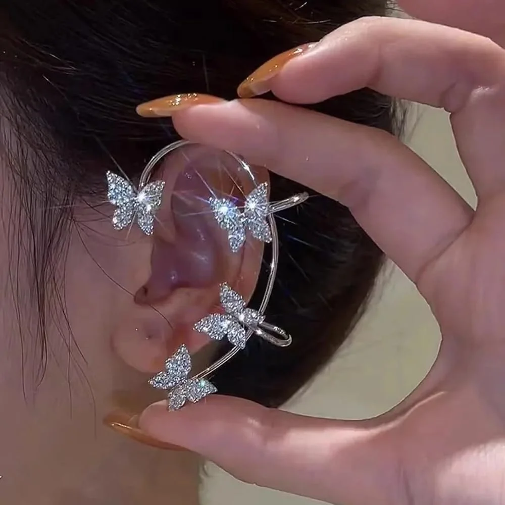 Shining Diva Fashion جدیدترین مدل گوشواره های پروانه ای نگین دار بدون نیاز به سوراخ کردن گوش، مدل پری، مناسب برای زنان و دختران نوجوان (دو عدد) Shining Diva Fashion جدیدترین مدل گوشواره های پروانه ای نگین دار بدون نیاز به سوراخ کردن گوش، مدل پری، مناسب برای زنان و دختران نوجوان (دو عدد)