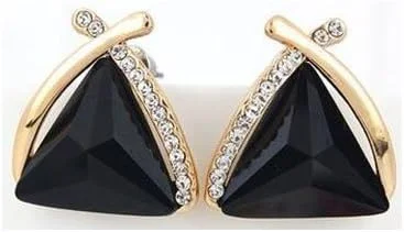 گوشواره های کریستالی جدید زنانه و دخترانه آبکاری طلای 18 عیار Shining Diva Fashion