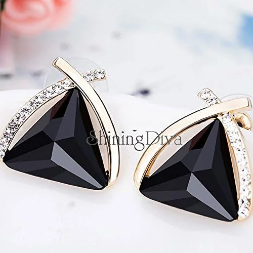 گوشواره های کریستالی جدید زنانه و دخترانه آبکاری طلای 18 عیار Shining Diva Fashion گوشواره های کریستالی جدید زنانه و دخترانه آبکاری طلای 18 عیار Shining Diva Fashion
