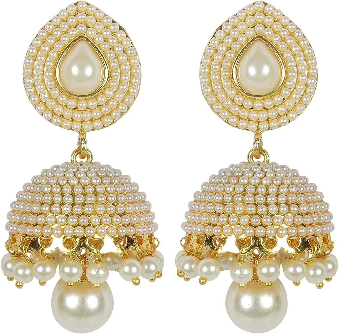 گوشواره های Jhumki مرواریدی سنتی الهام گرفته از بالیوود Shining Diva برای زنان