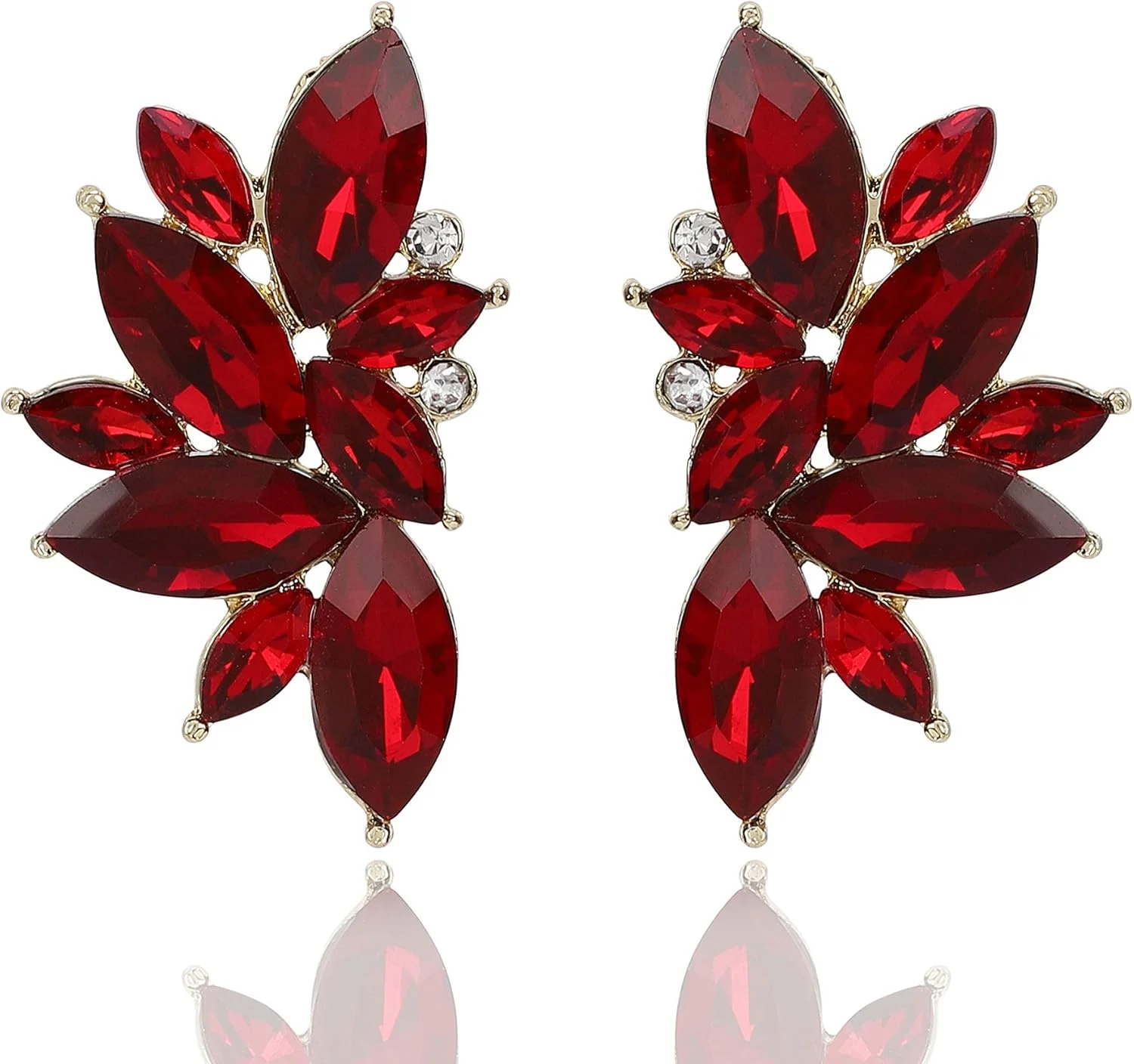 گوشواره های میخی کریستالی شیک و جدید زنانه Shining Diva Fashion (قرمز) (11097er)