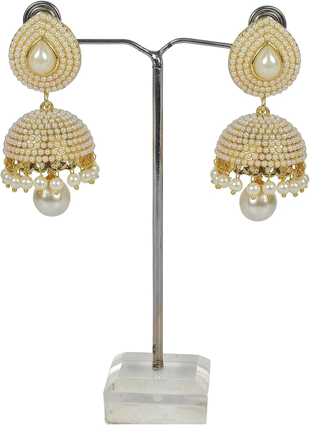 گوشواره های Jhumki مرواریدی سنتی الهام گرفته از بالیوود Shining Diva برای زنان گوشواره های Jhumki مرواریدی سنتی الهام گرفته از بالیوود Shining Diva برای زنان