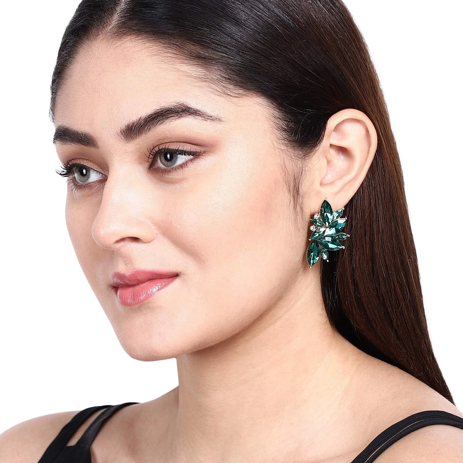 گوشواره های میخی نگین دار سبز رنگ شیک و جدید زنانه Shining Diva Fashion با روکش طلای 18 عیار (11096er) گوشواره های میخی نگین دار سبز رنگ شیک و جدید زنانه Shining Diva Fashion با روکش طلای 18 عیار (11096er)