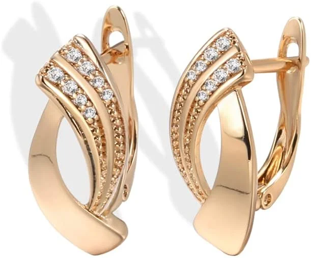 گوشواره های مسی زیرکون شیک و جدید روکش طلای رزگلد 18 عیار Shining Diva Fashion برای زنان و دختران (14478er)
