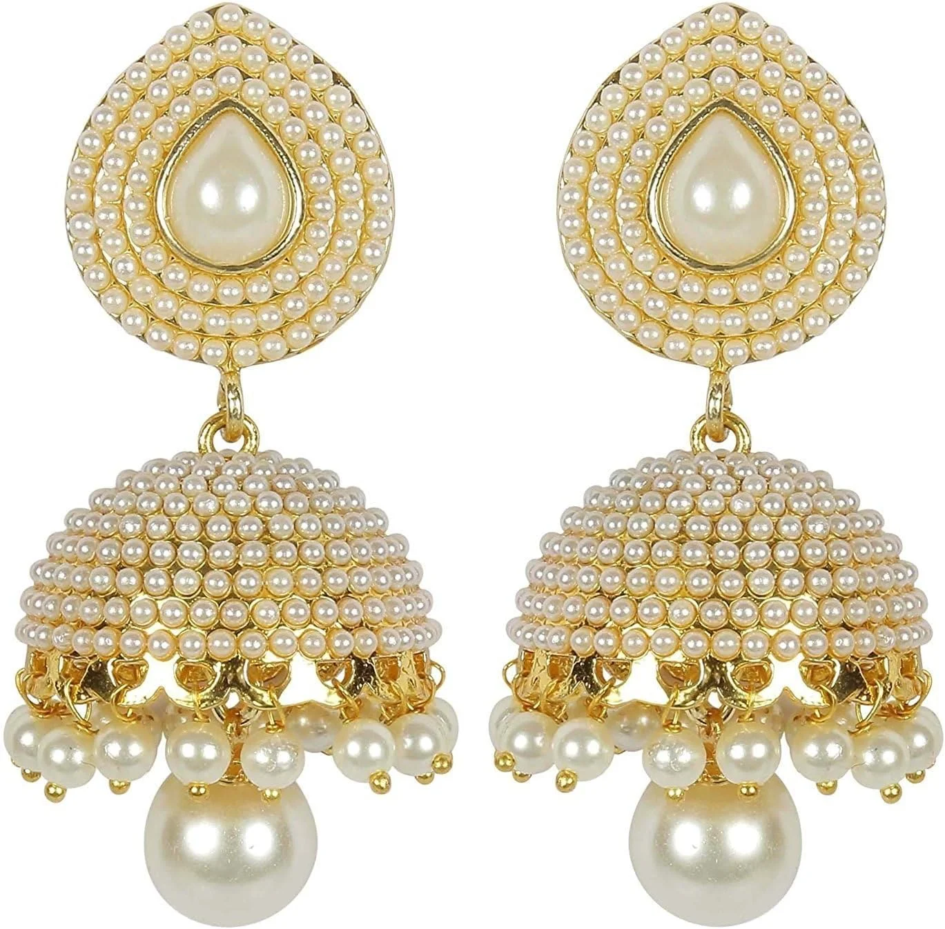 گوشواره های Jhumki مرواریدی سنتی الهام گرفته از بالیوود Shining Diva برای زنان گوشواره های Jhumki مرواریدی سنتی الهام گرفته از بالیوود Shining Diva برای زنان