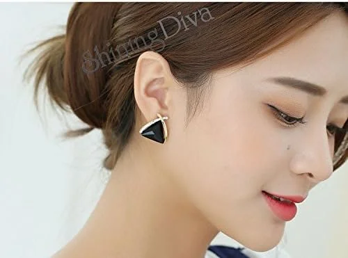 گوشواره های کریستالی جدید زنانه و دخترانه آبکاری طلای 18 عیار Shining Diva Fashion گوشواره های کریستالی جدید زنانه و دخترانه آبکاری طلای 18 عیار Shining Diva Fashion