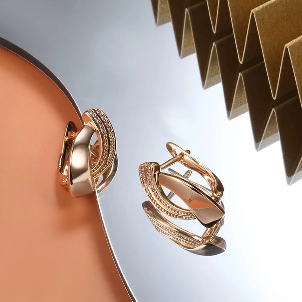 گوشواره های مسی زیرکون شیک و جدید روکش طلای رزگلد 18 عیار Shining Diva Fashion برای زنان و دختران (14478er) گوشواره های مسی زیرکون شیک و جدید روکش طلای رزگلد 18 عیار Shining Diva Fashion برای زنان و دختران (14478er)