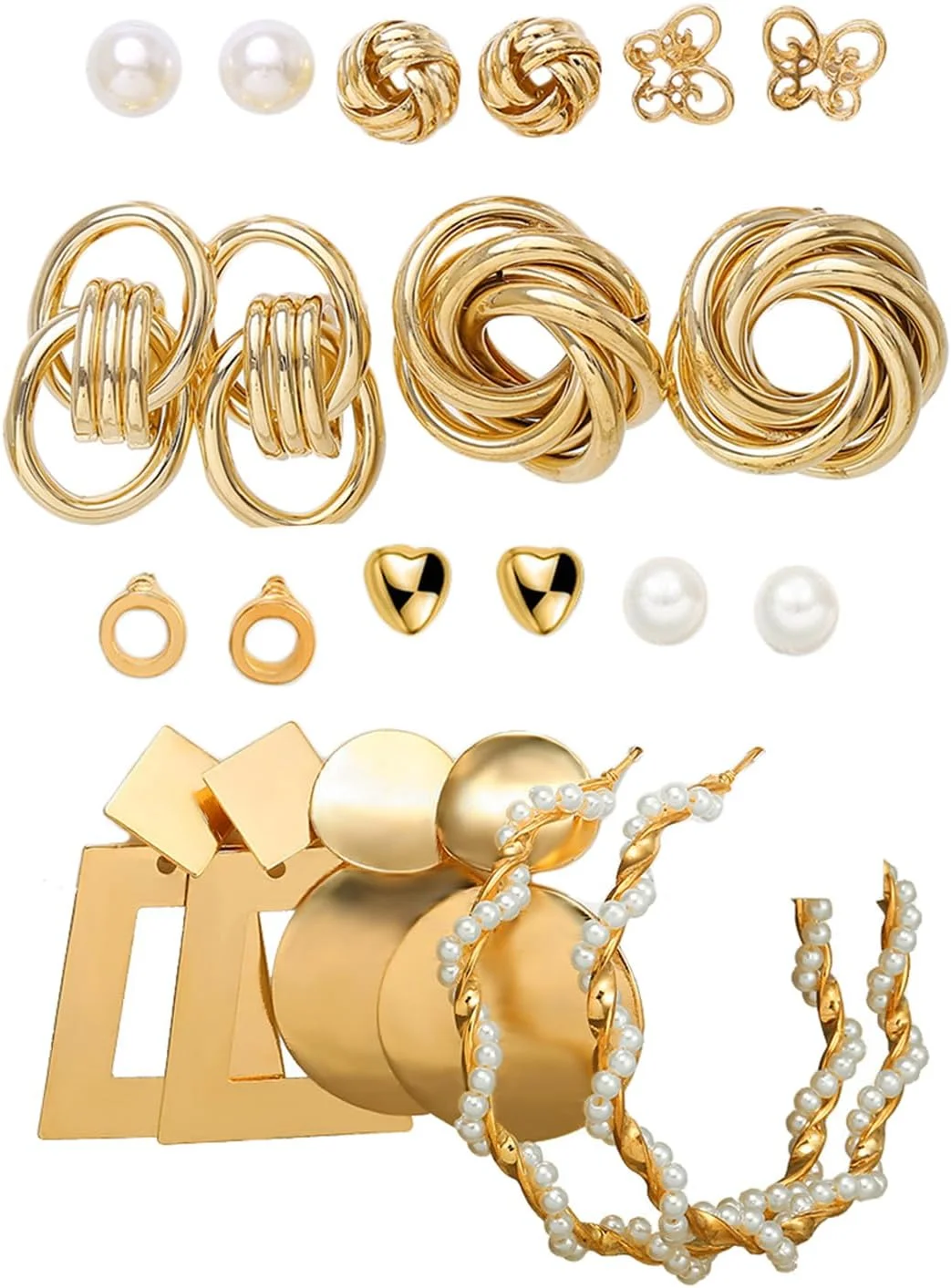 ست ترکیبی گوشواره های میخی شیک و جدید Shining Diva Fashion برای زنان و دختران