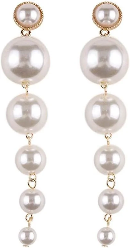 گوشواره های آویز بلند طلایی شیک زنانه Shining Diva Fashion (سفید؛ 9900er)