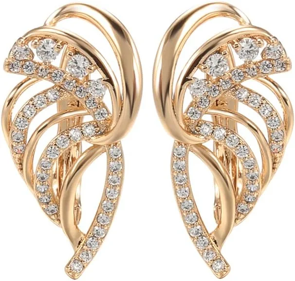 گوشواره های مسی زیرکون شیک و جدید روکش طلای رز 18 عیار Shining Diva Fashion برای زنان و دختران (14468er)