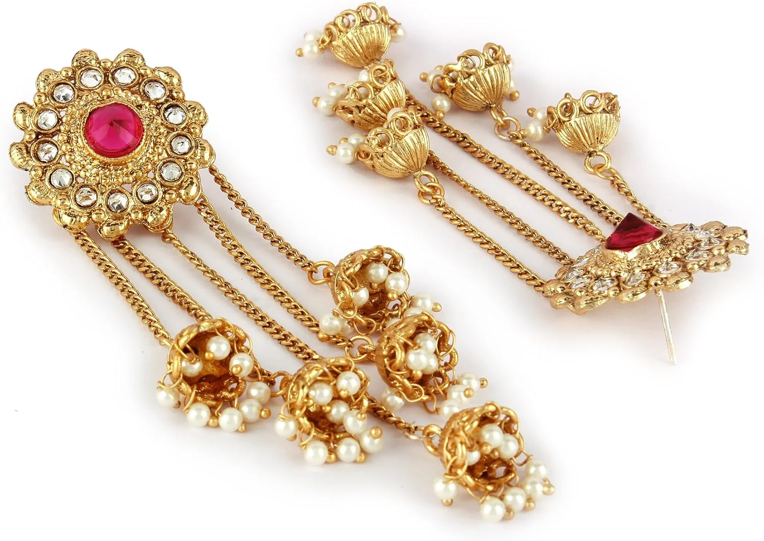گوشواره های مجلسی زنانه و دخترانه مدل Jhumka Jhumki مرواریدی شیک با روکش طلایی Shining Diva Fashion (طلایی)(8460er) گوشواره های مجلسی زنانه و دخترانه مدل Jhumka Jhumki مرواریدی شیک با روکش طلایی Shining Diva Fashion (طلایی)(8460er)