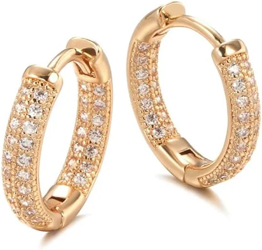 Shining Diva Fashion گوشواره های بالی مسی زیرکون شیک و فانتزی با روکش طلای رزگلد 18 عیار برای زنان و دختران